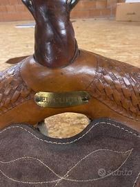 Sella cavallo cuoio intarsiata el cuero