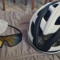 casco bicicletta sport + occhiali 