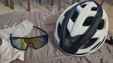 casco bicicletta sport + occhiali 