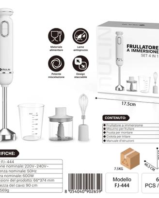 Frullatore a Immersione 600W Set 4in1 Mulin
