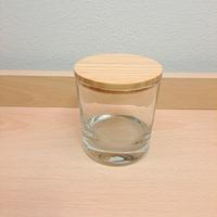 Portacandela in vetro con tappo in legno