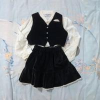 Set abito elegante bambina gilet gonna velluto ner