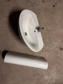 Lavandino a colonna in ceramica completo