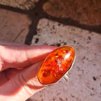 Anello vintage argento 925 e ambra bsltica