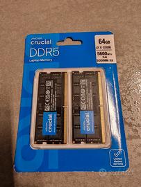 Crucial DDR5 SODIMM 64GB Kit 2x32GB 5600MHz 262pin
