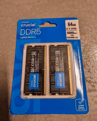 Crucial DDR5 SODIMM 64GB Kit 2x32GB 5600MHz 262pin