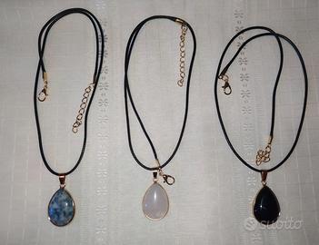 Collana con pietra dura naturale a goccia a scelta