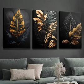 3 QUADRI Stampe Tele CANVAS Poster Foglie Fiori