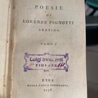 Libro antico del 1798 POESIE di LORENZO PIGNOTTI