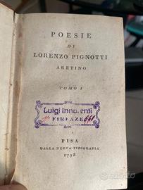 Libro antico del 1798 POESIE di LORENZO PIGNOTTI