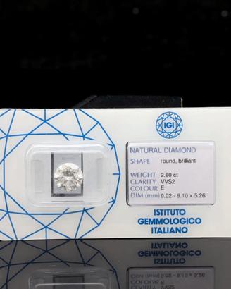 IGI DIAMANTE NATURALE NON TRATTATO  2.60 CT