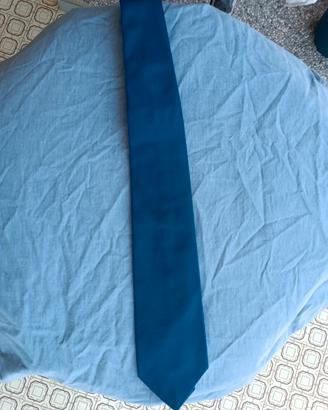 Cravatta uomo blu royal tinta unita slim