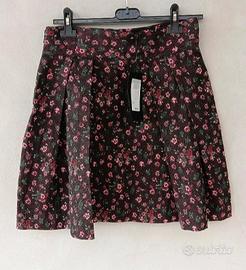 Gonna donna Please tg S marrone, fantasia floreale