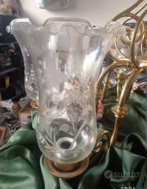 4 Lampadari Vintage d'Epoca in Ottone e Vetro Dec