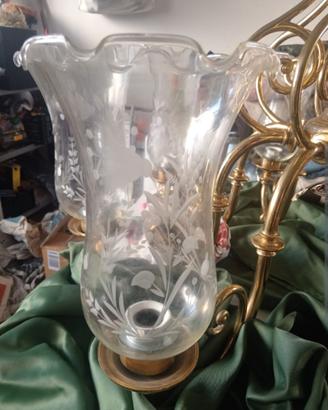 4 Lampadari Vintage d'Epoca in Ottone e Vetro Dec