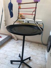 trespolo +gabbia con accessori per pappagallini