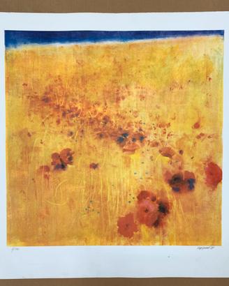Litografia Renzo Vespignani “campo di papaveri”