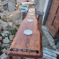 lampadario sospeso in legno di castagno