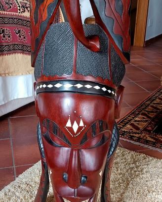 Scultura Maschera Africana intarsiata in legno