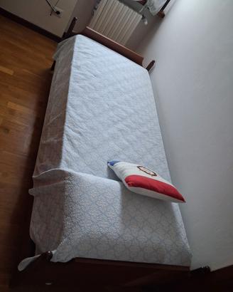 Letto singolo struttura in legno noce