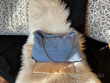 Borsa lilla uncinetto fatta a mano catena - Unica