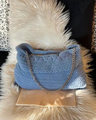 Borsa lilla uncinetto fatta a mano catena - Unica