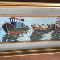 barche rimorchiatori Livorno Ragni olio 15x50