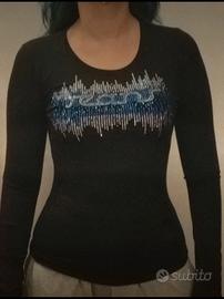 Maglia brillantini manica lunga cotone