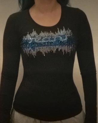 Maglia brillantini manica lunga cotone