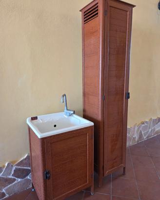 armadio in alluminio e lavabo con mobile