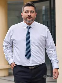 Camicia bianca tinta unita da uomo taglie forti