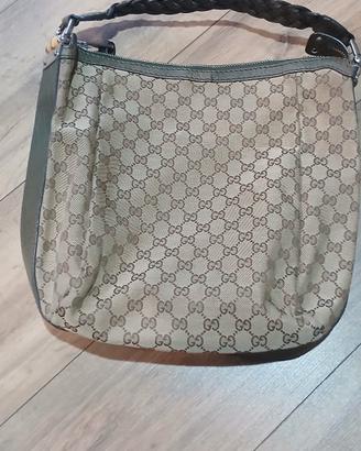 gucci hobo bamboo gg cambas originale verde milita