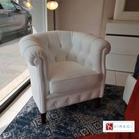 Poltrona Londra Chester Capitonné pelle Bianca
