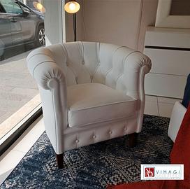 Poltrona Londra Chester Capitonné pelle Bianca