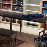 Tavoli design industrial acciaio zincato e pelle