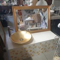 Mobile bagno sospeso design bianco oro