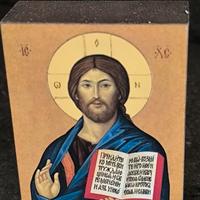 Quadretto Gesù Cristo icona sacra in legno 