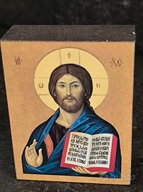 Quadretto Gesù Cristo icona sacra in legno 