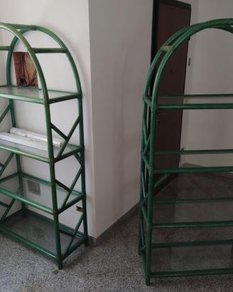 scaffali di design in vimini ripiani in cristallo