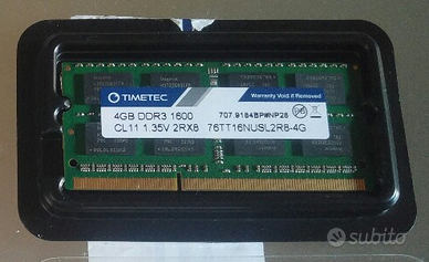 MODUL0 DI MEMORIA RAM 1X4 GB DDR3 1600 MHz