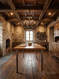 Tavolo in legno lucido / gambe in metallo