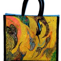 borsa di Juta dipinta a mano