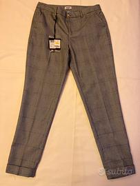 Pantaloni primaverili dritti, azzurro e girgio