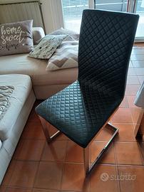 4 sedie in pelle e acciaio 