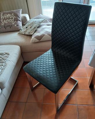 4 sedie in pelle e acciaio 