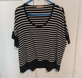 Maglia maniche corte a righe bianche e nere tg L