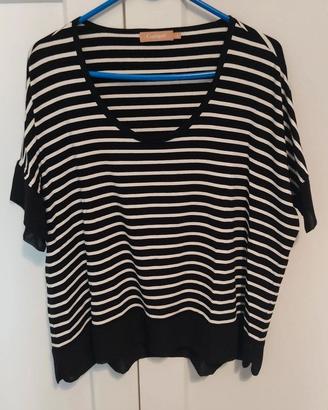 Maglia maniche corte a righe bianche e nere tg L