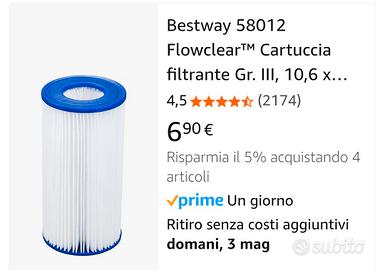 filtri piscina Bestway 58012 III A/C