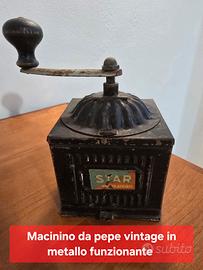 macinino da pepe vintage in metallo funzionante 
