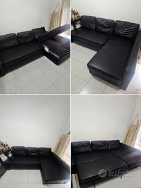divano angolare  nero con vano contenitore /letto